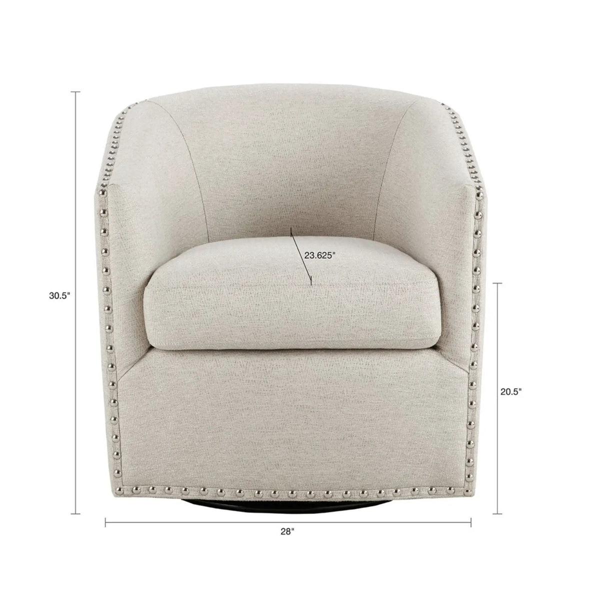 Swivel Chair With 360 Degree Rotation | Silver Nailhead Accents | Metal Base | High-Density Foam Cushion