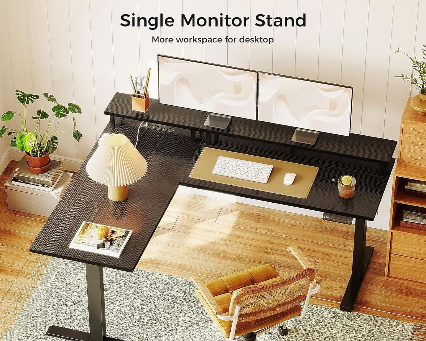 Electric L Shaped Standing Desk 59 Inch With Power Outlets from PriceLows™