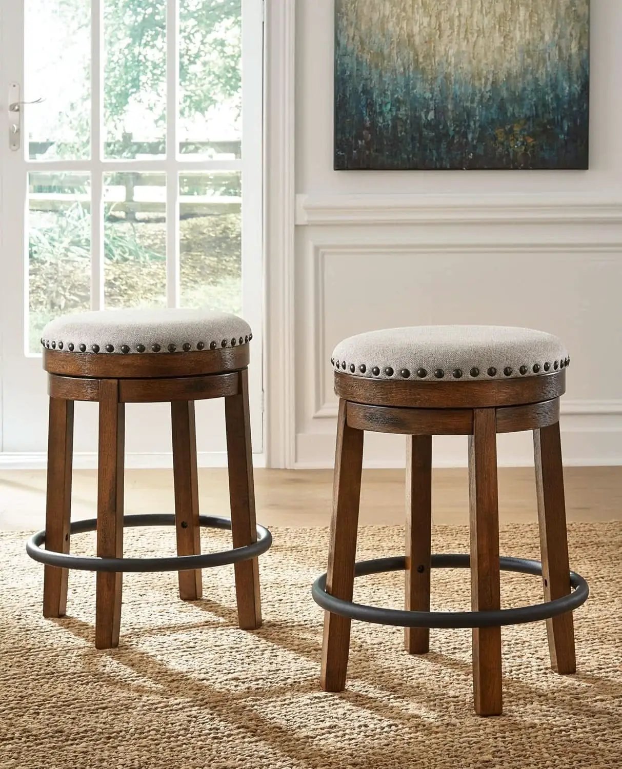 24 Inch Counter Height Swivel Bar Stool Brown And Black from PriceLows™