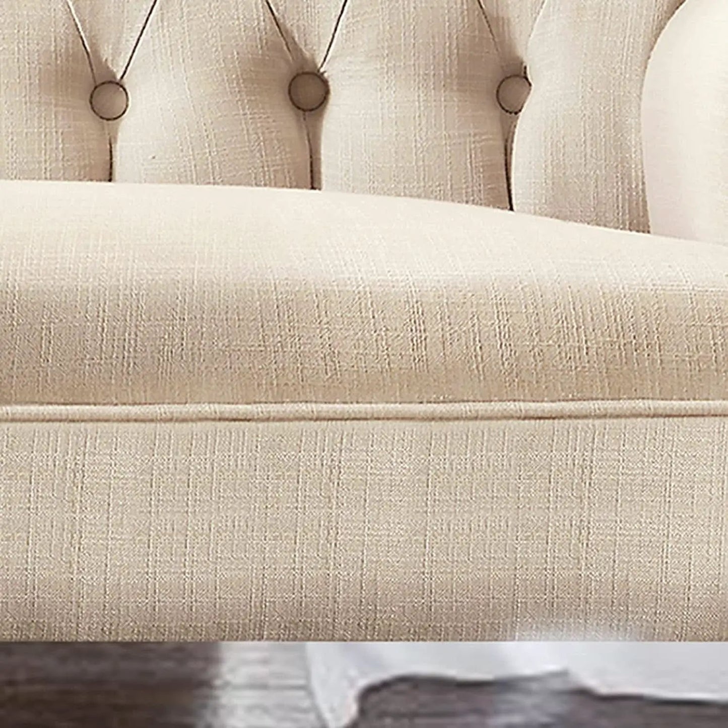 Warm Beige Tufted Loveseat Sofa Set With Rolled Arms And Linen Fabric from PriceLows™