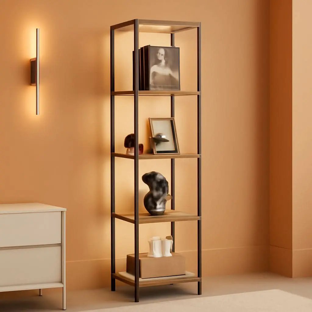 Display Shelf Floor Lamp With RGBW Light Gray Five Tier from PriceLows™