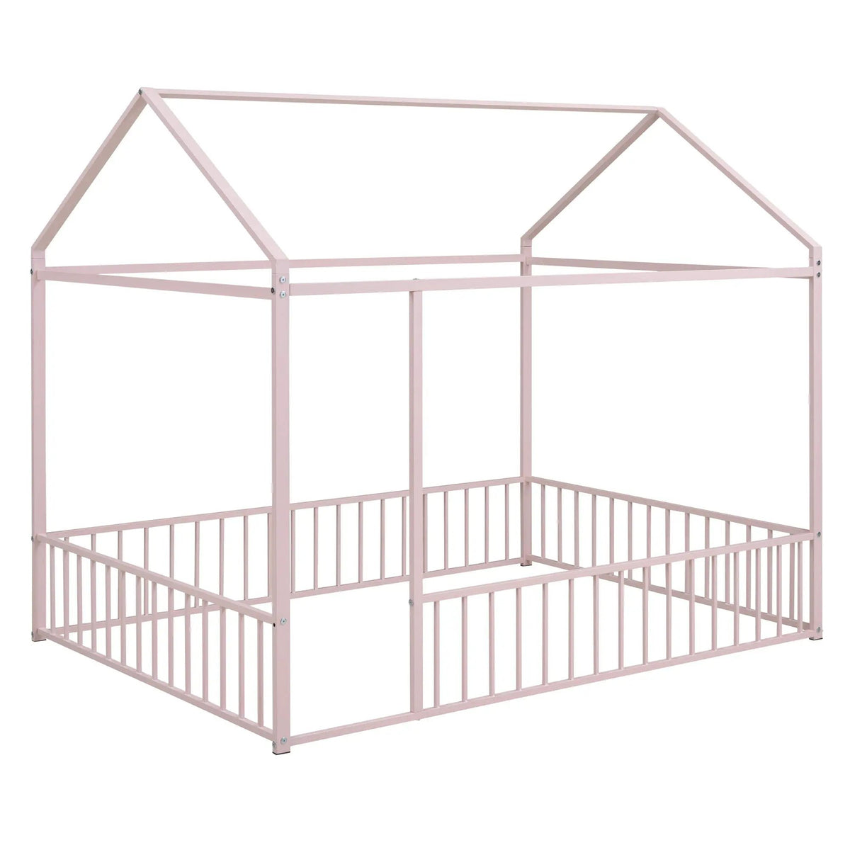 Kids Metal Bed Frame | Roof And Side Fence | Semi Enclosed Space | Three Colors