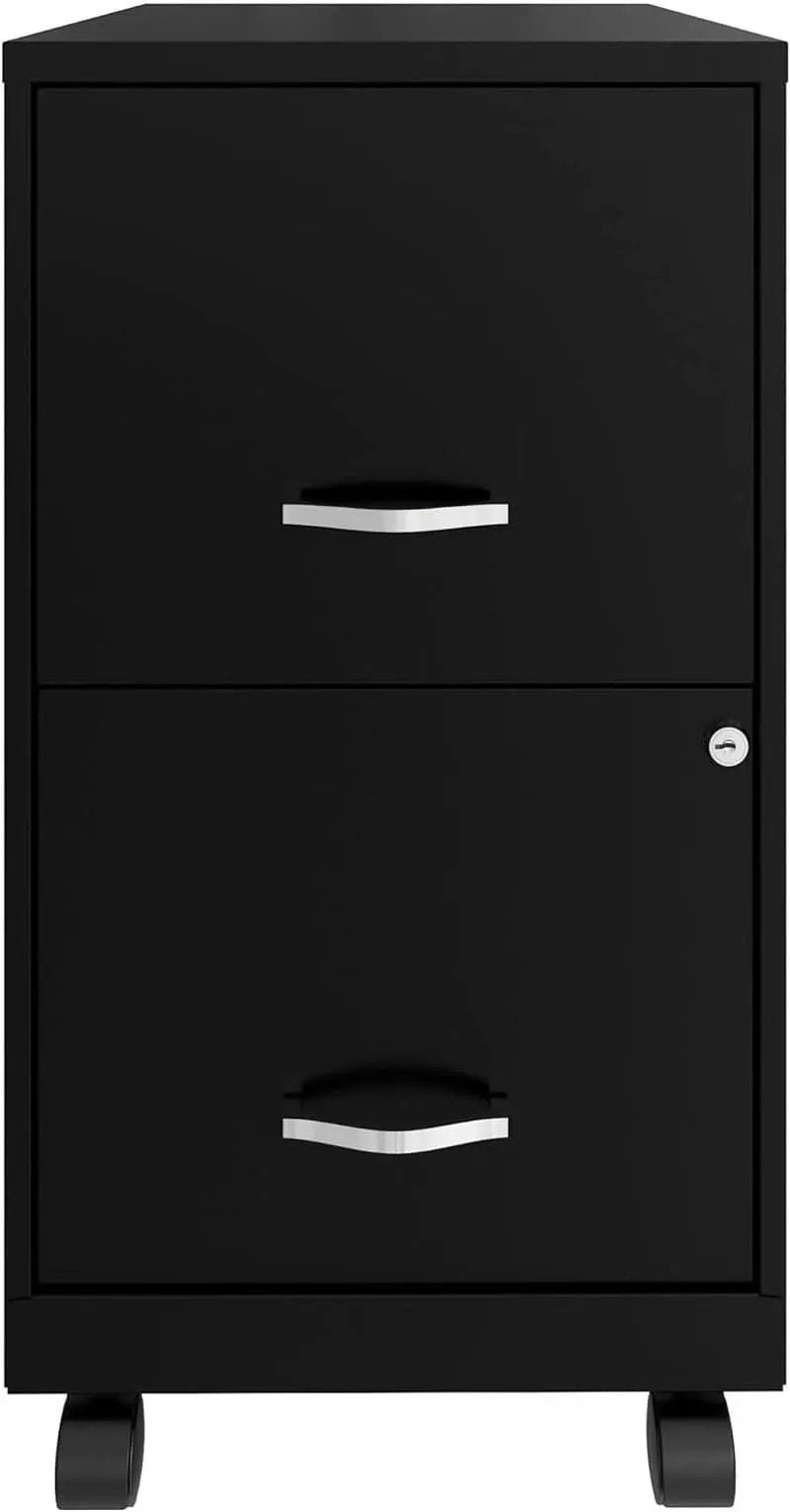 Two-Drawer Mobile File Cabinet Black With Locking Drawers 14.2 X 18 X 26.5 Inches Steel from PriceLows™