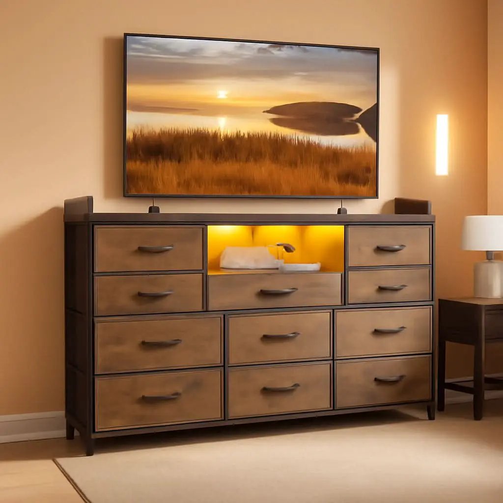 Dresser TV Stand 60 Inch Wide With 11 Drawers Unit from PriceLows™