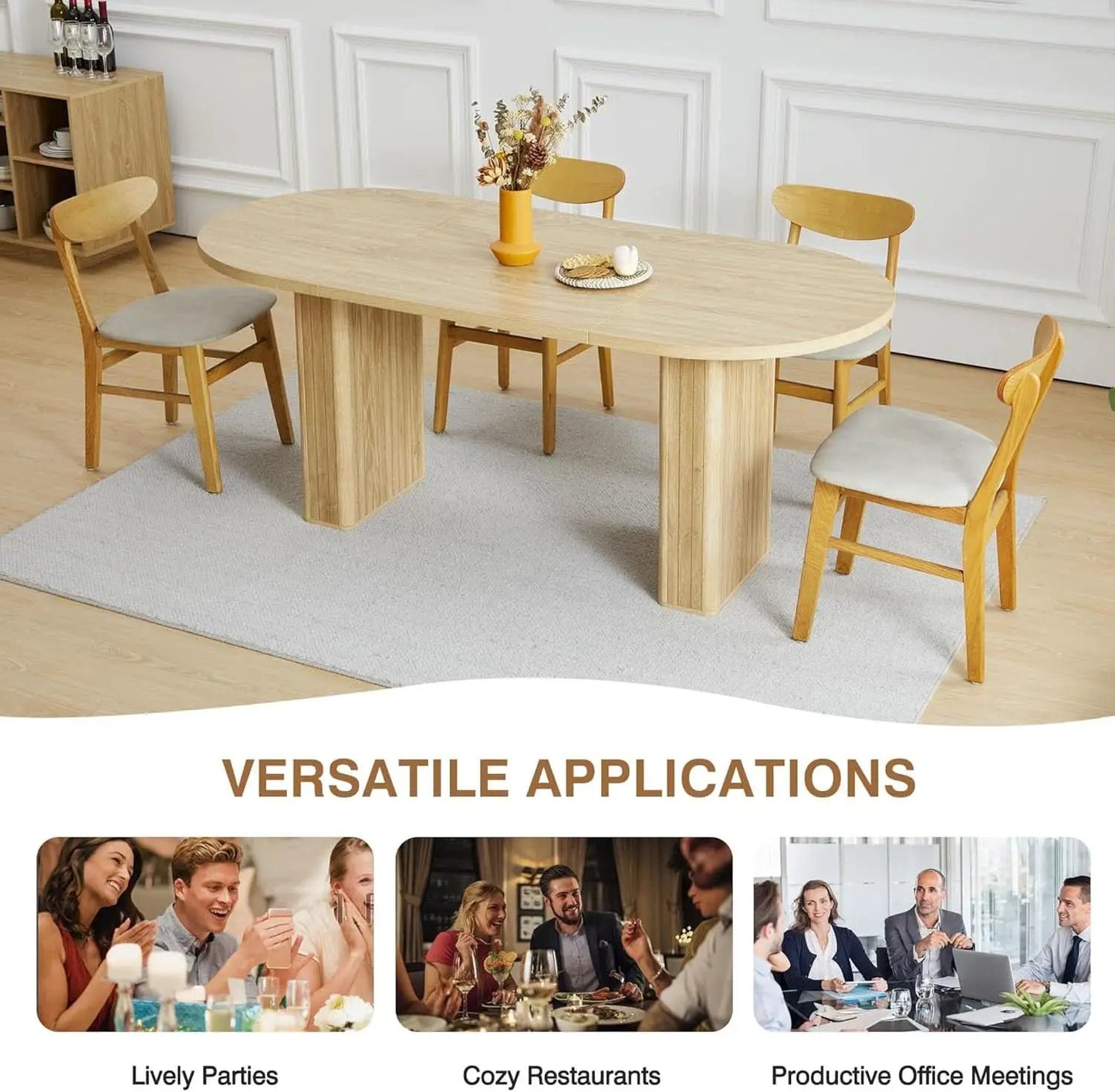 70.8 Inch Natural Dining Table For Kitchen And Dining Room from PriceLows™