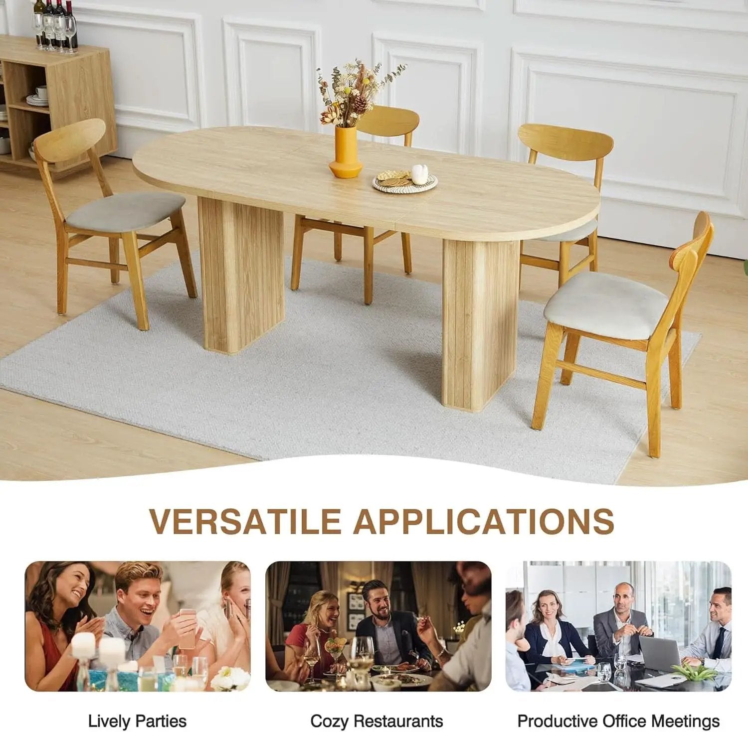 70.8 Inch Natural Dining Table For Kitchen And Dining Room from PriceLows™