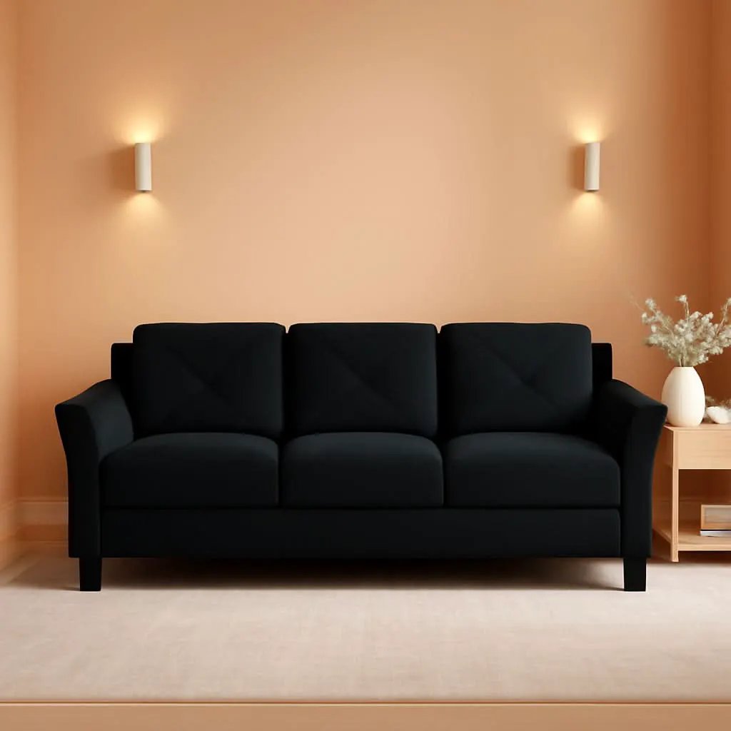 Grayson Sofa Black Button Tufted Rolled Arm Living Room from PriceLows™