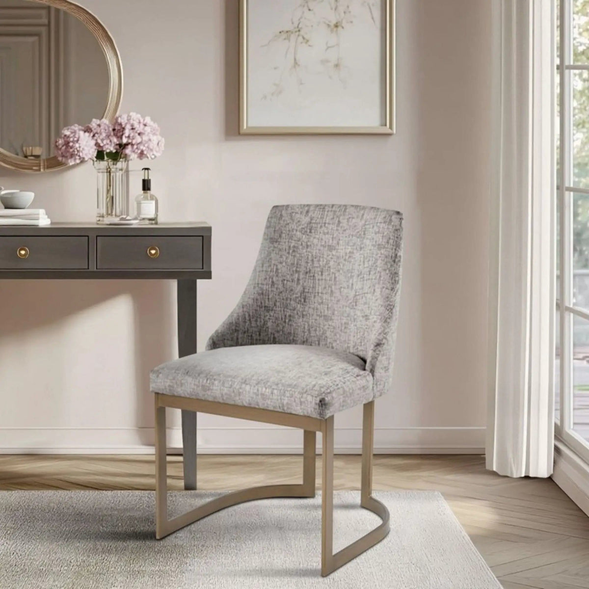 Contemporary Modern Accent Dining Chairs (Set of 2) | 2 Pieces | Metal | Dining Room