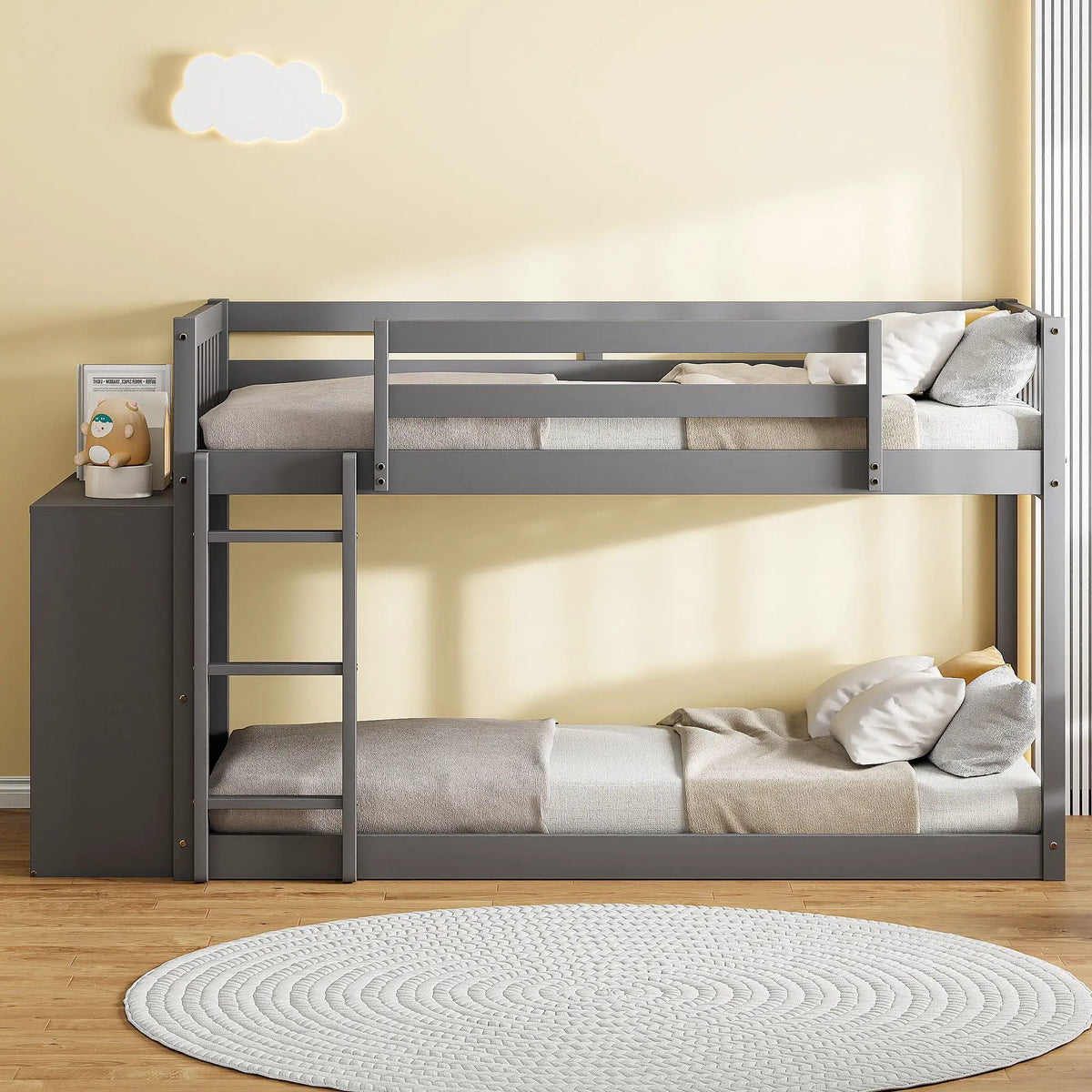 Bunk Bed | Solid Pine Frame | Four Drawers And Three Shelves | Full Size
