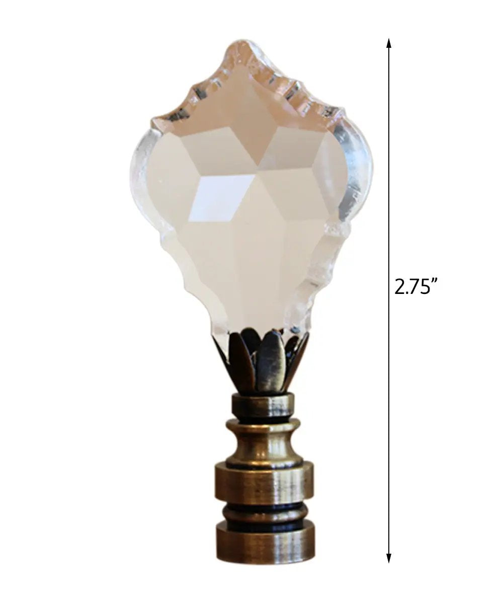 Lamp Finial | 2.75 Inch Gothic Cross | Swarovski Crystal | Antique Brass