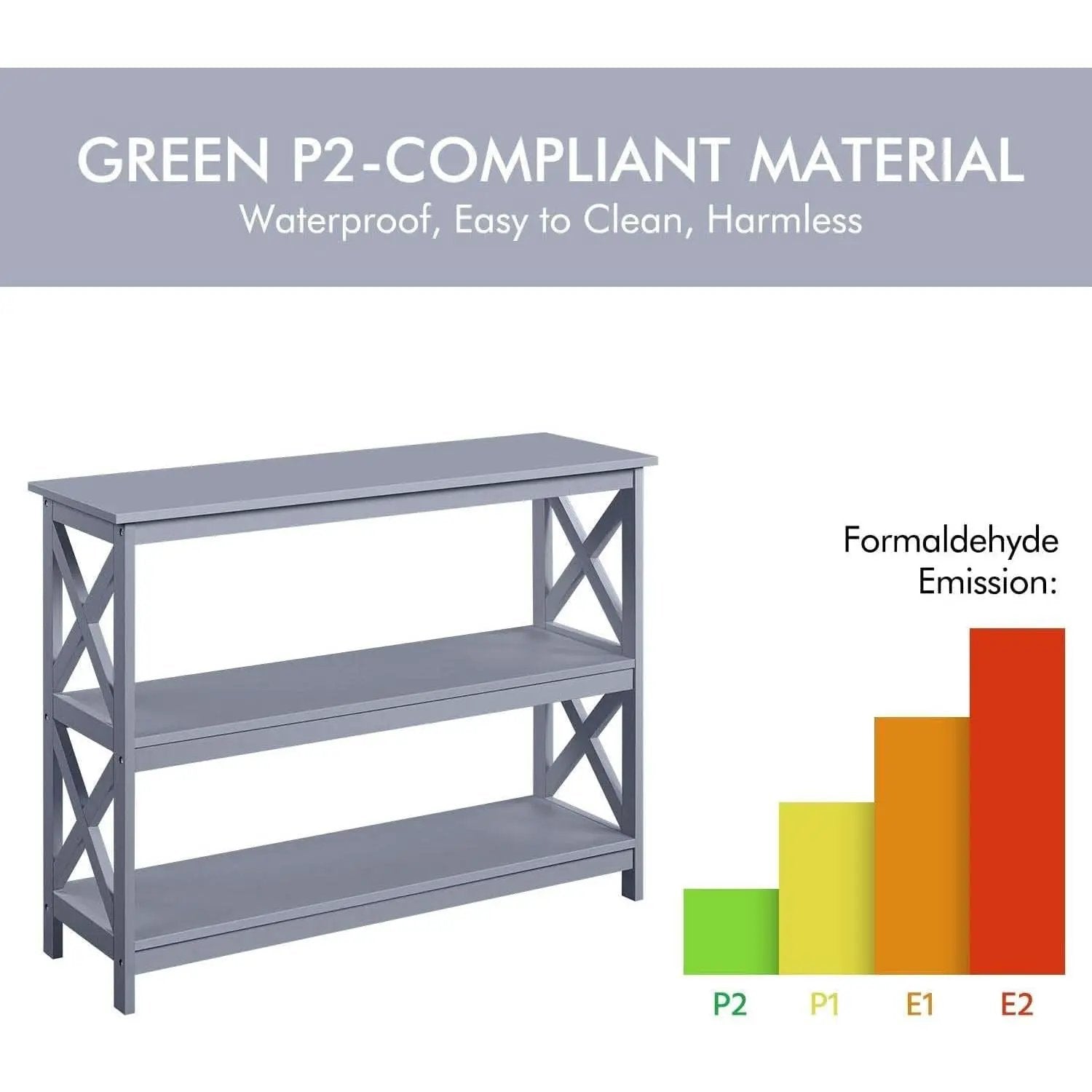 Gray Three Tier Console Table With Storage Shelves from PriceLows™