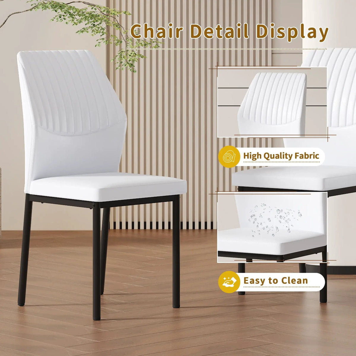 Ergonomic Simple Chair With Metal Leg Chair Set | 3 Pieces | Metal | Dining Room