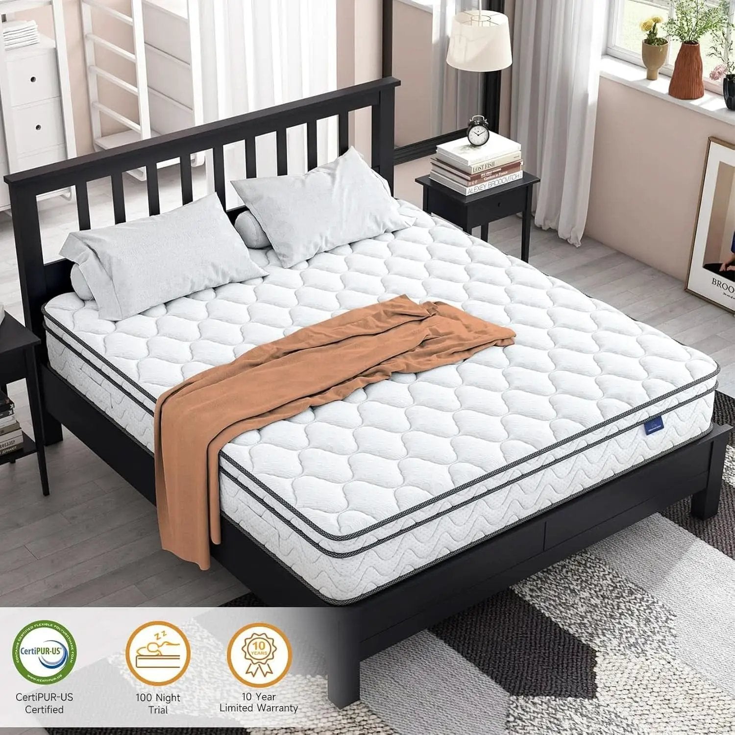 Twin Size Mattress 12Inch Fiberglass Free Memory Foam Hybrid from PriceLows™