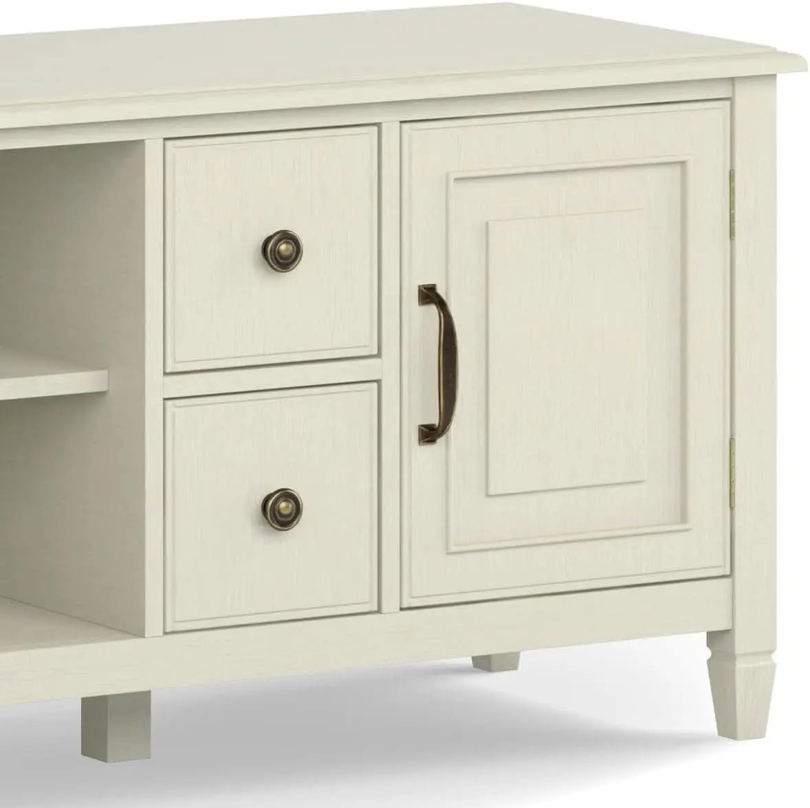 72 Inch Wide Solid Wood TV Stand Antique White With Storage from PriceLows™