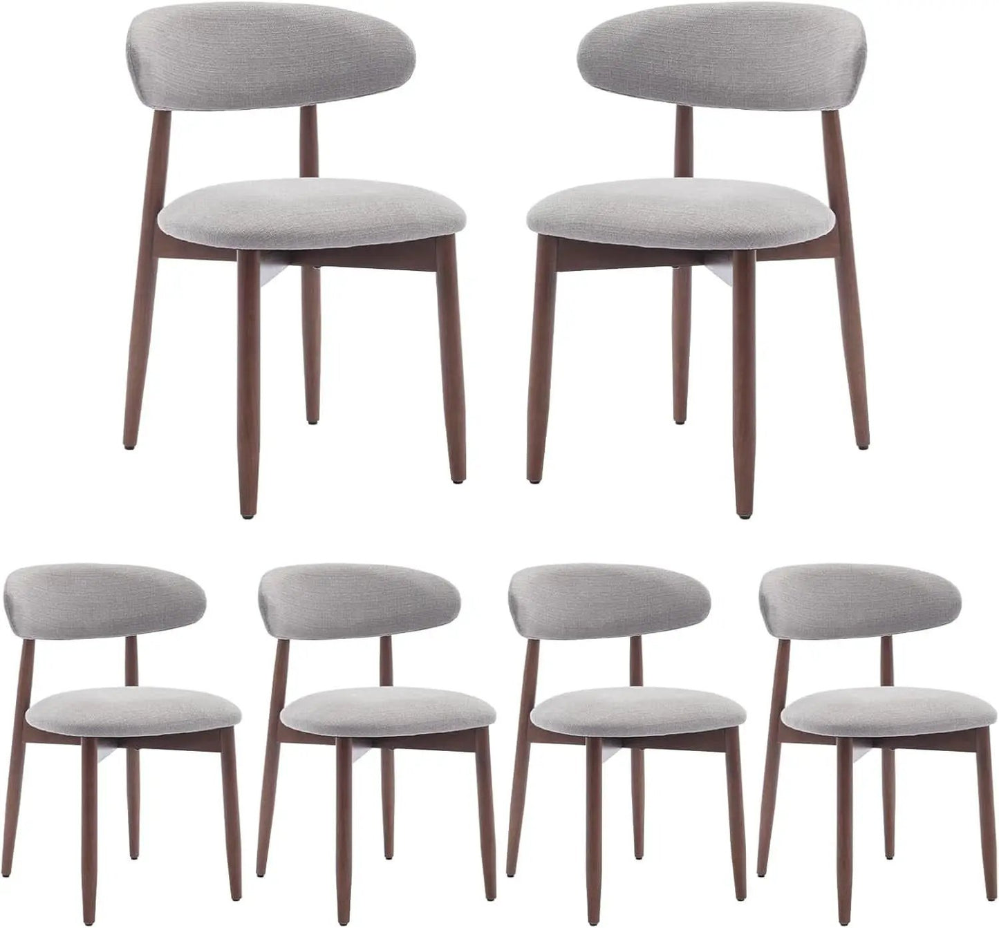 Wooden Dining Chairs Set Of 6 With Light Grey Upholstery from PriceLows™
