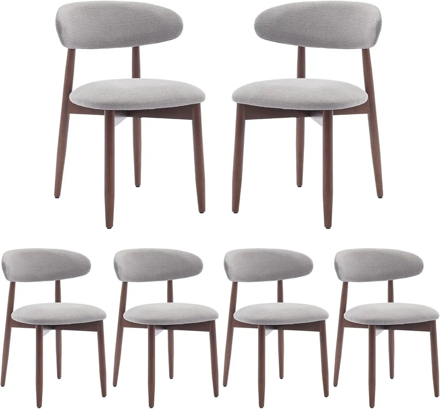 Wooden Dining Chairs Set Of 6 With Light Grey Upholstery from PriceLows™