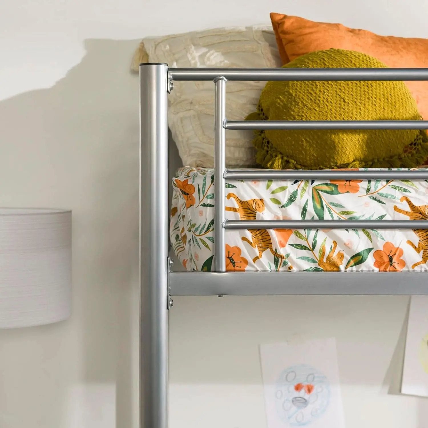 Silver Metal Industrial Twin Over Loft Bunk Bed With Ladder from PriceLows™