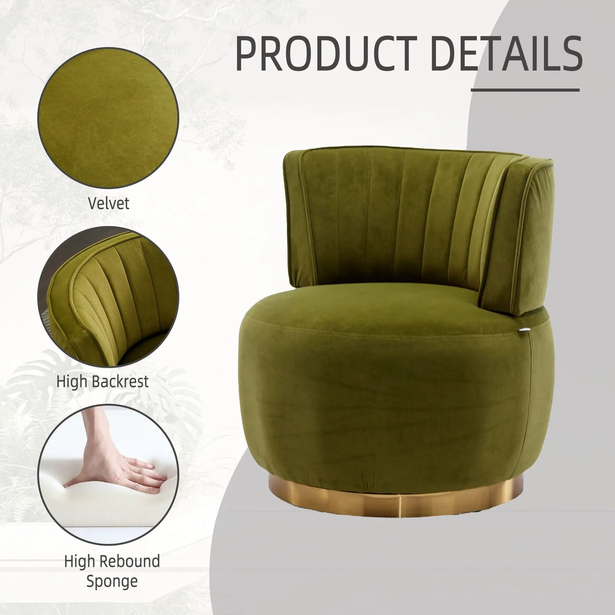 360 Degree Swivel Barrel Chair | Cuddle Accent Sofa Chair | Super Soft Fabric | Wrap-Around Barrel Back