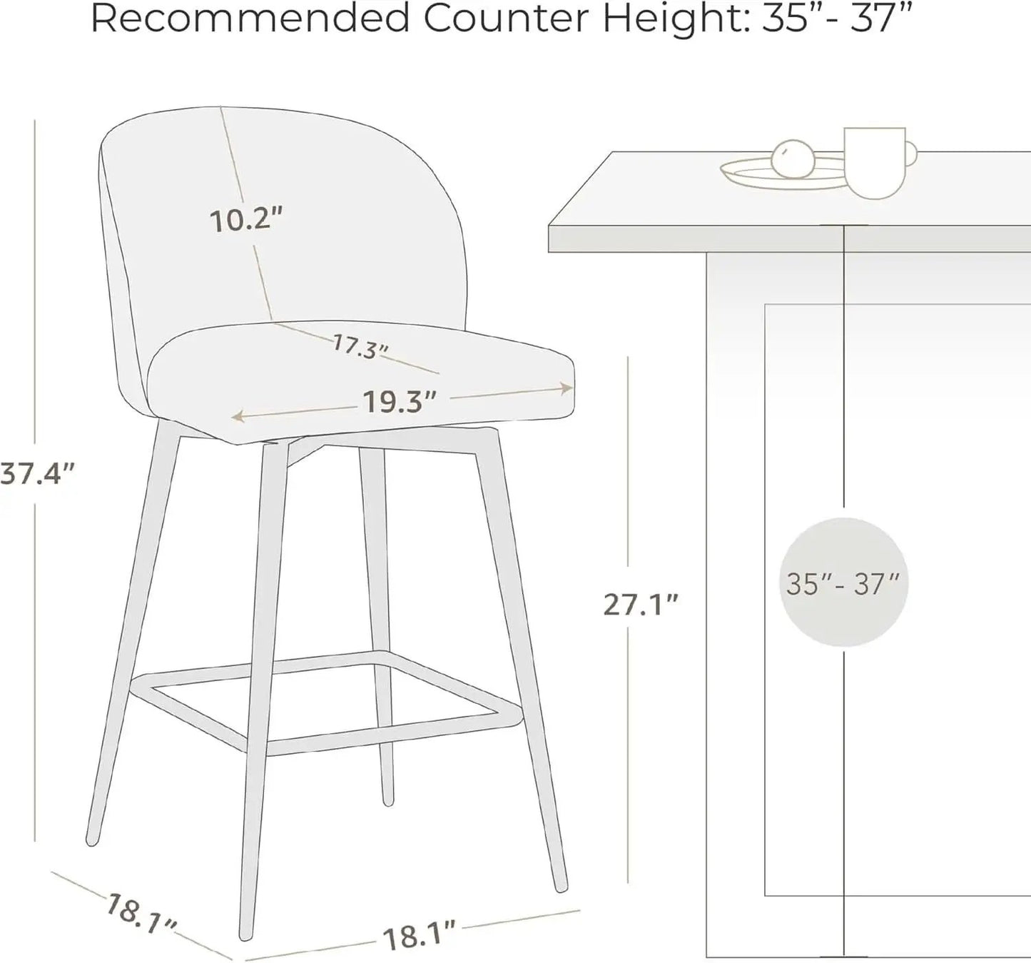 Counter Height Bar Stools Set of 3 26 Inch Seats 360 Swivel from PriceLows™