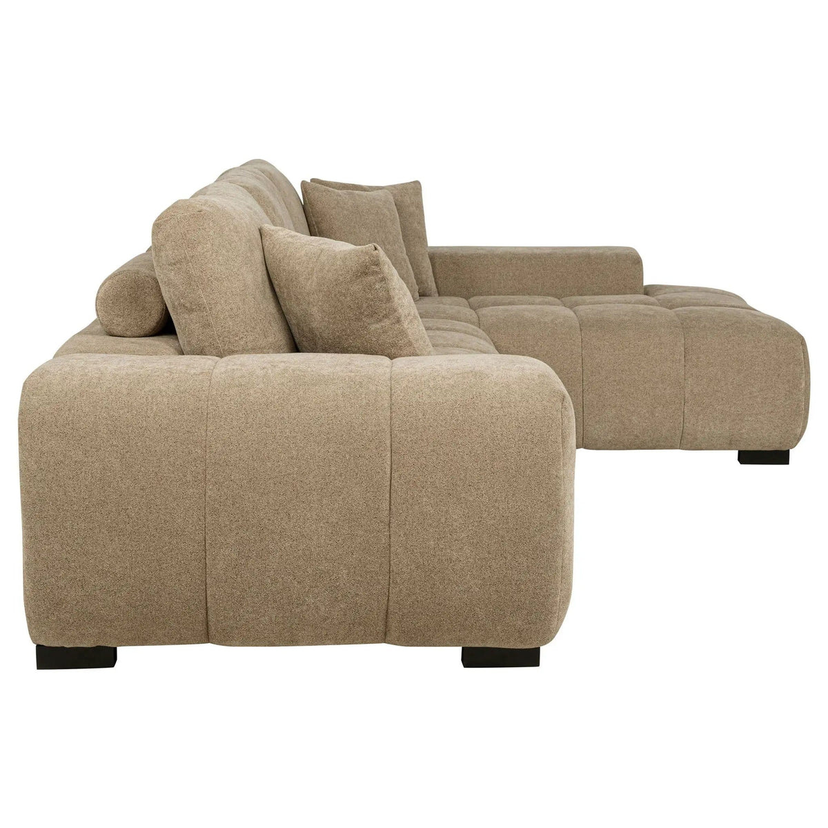 Octavia Upholstered Sectional Chaise Sofa Camel | 119.25 x 79.5 x 35.5 in | Living Room Furniture | Living Room