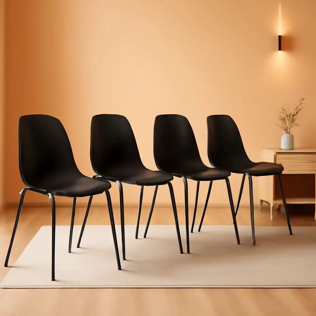 Set Of 4 Matte Black Dining Chairs With Ergonomic Back from PriceLows™