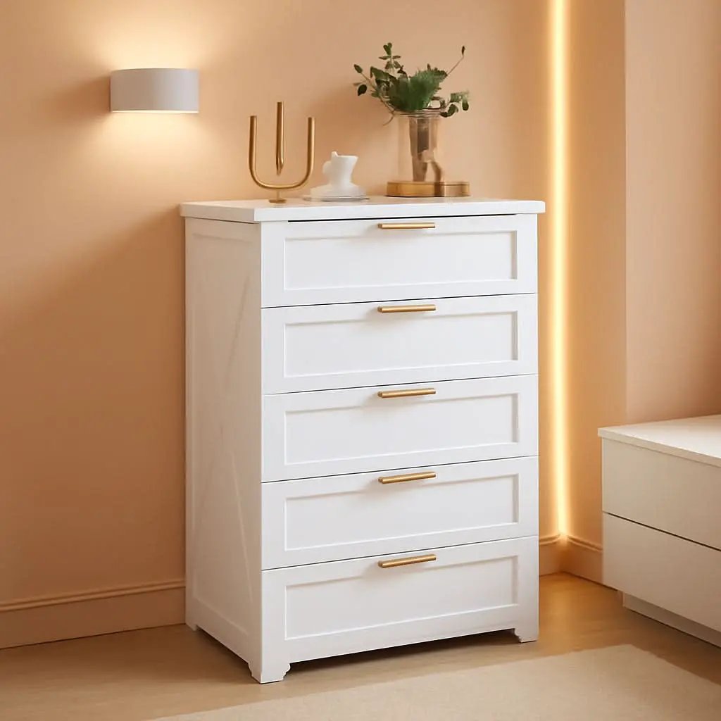 White Lofty Hardwood Dresser With Generous Drawers from PriceLows™