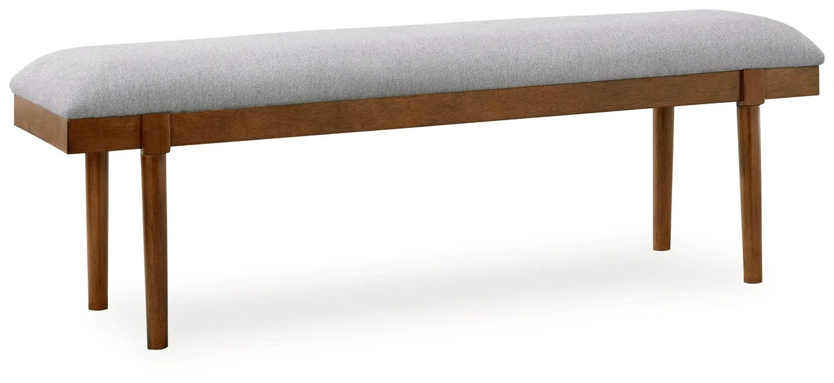 Lyncott Large Upholstered Dining Bench | Solid Hardwood Frame | Gray And Brown | 59.25 Inch Length
