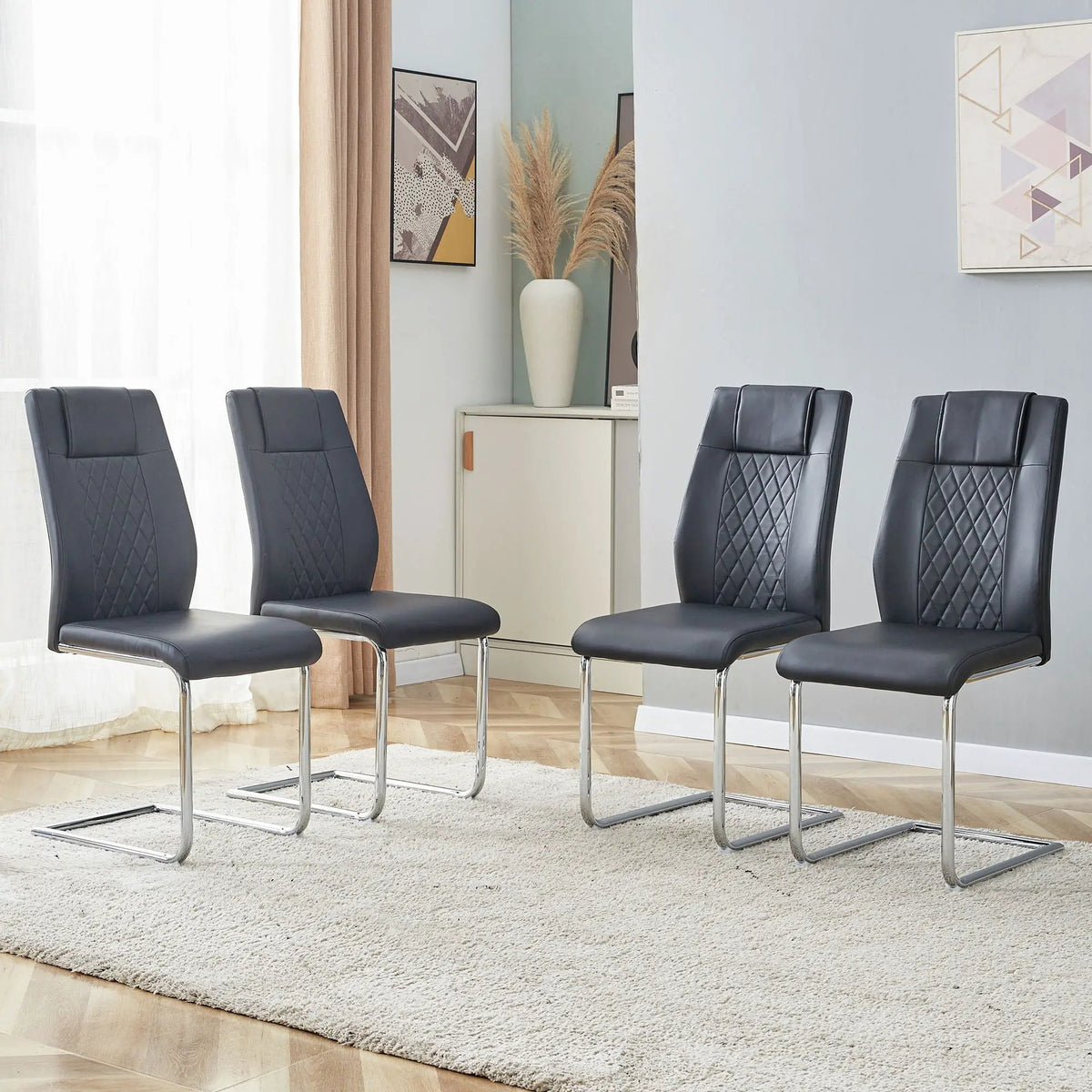 Modern Dining Chairs | Padded Seat | Metal Legs | Anti-Slip Footpads