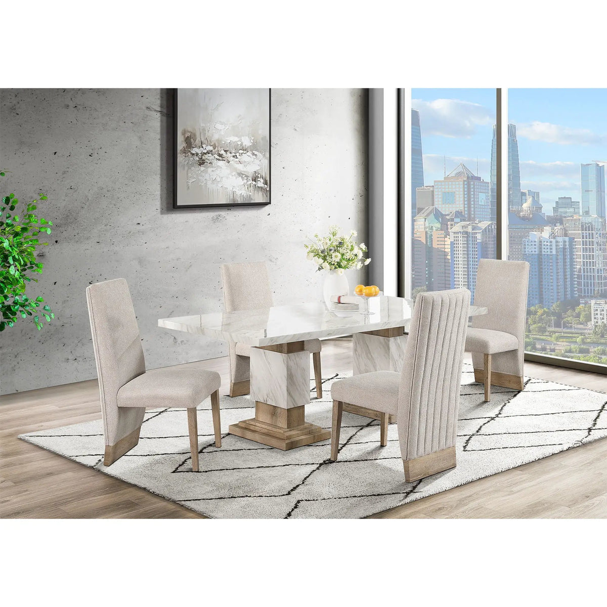 Contemporary Dining Chairs | Rubber Wood | Extended Backrest | Set of 2
