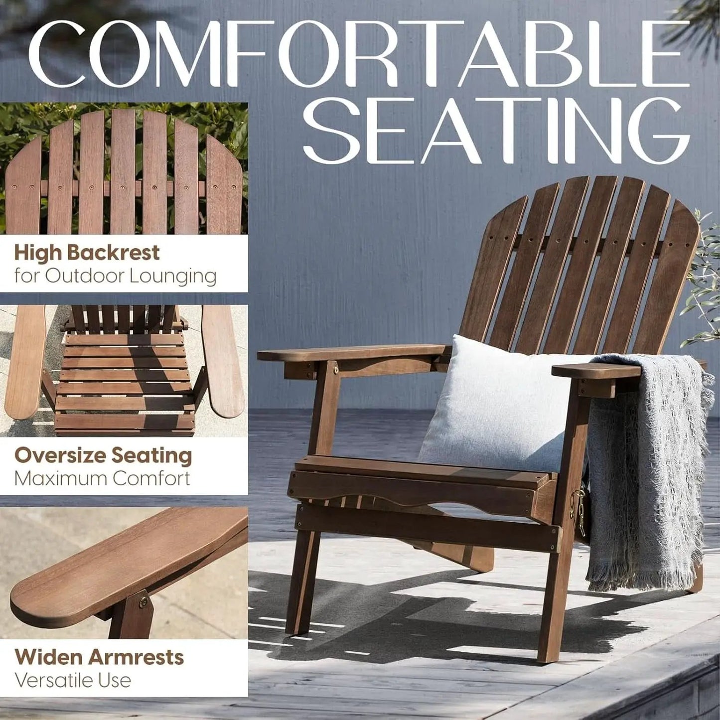 Outdoor Adirondack Chair Set Foldable Pre-Assembled Comfort from PriceLows™