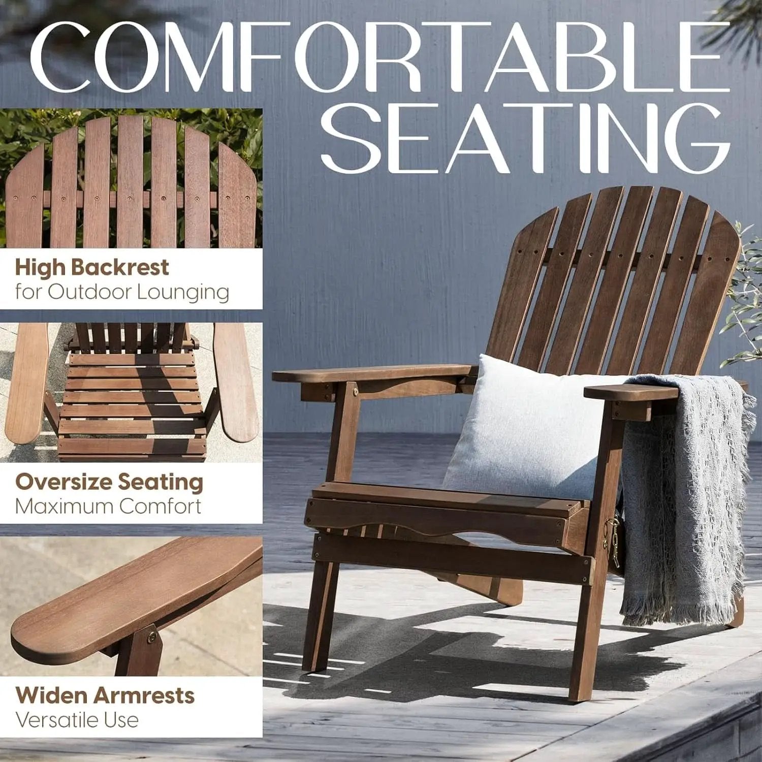 Outdoor Adirondack Chair Set Foldable Pre-Assembled Comfort from PriceLows™