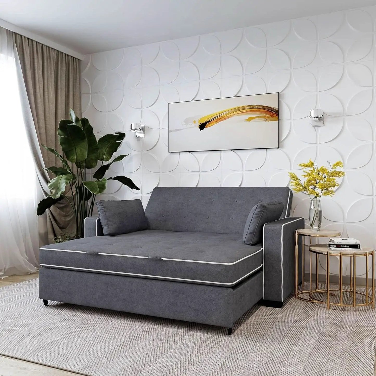 Ainsley Loveseat With Pull Out Sleeper Microfiber Charcoal from PriceLows™