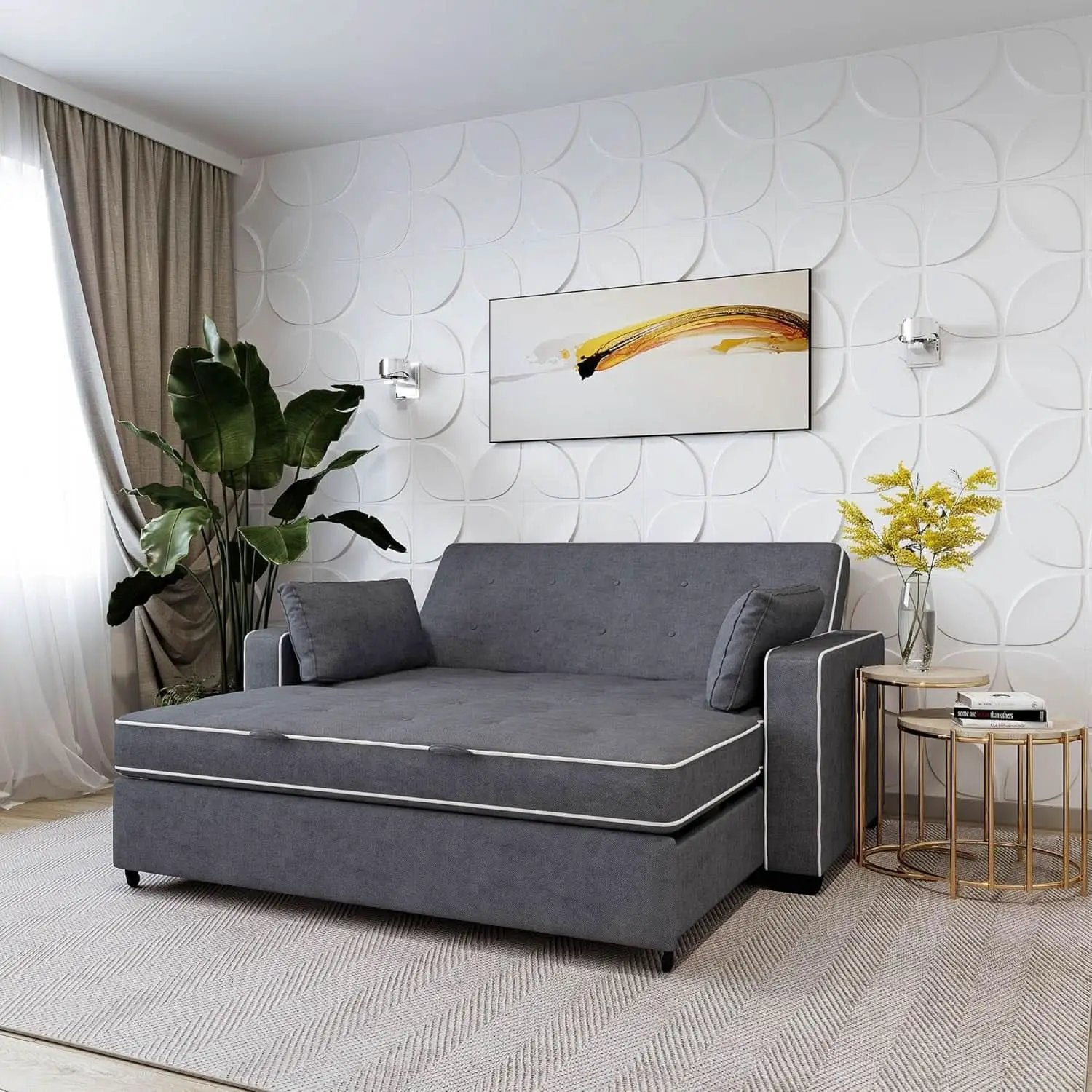 Ainsley Loveseat With Pull Out Sleeper Microfiber Charcoal from PriceLows™
