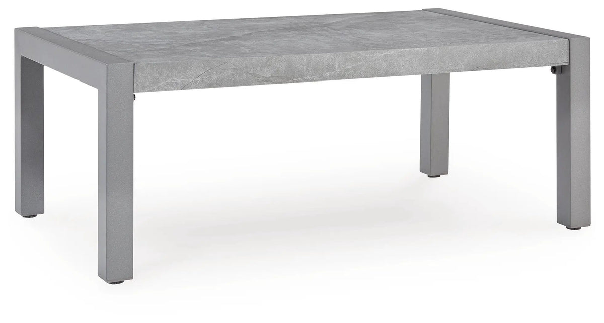 Hurley Park Outdoor Coffee Table | 48 Inch Width | Sleek Aluminum Frame | Natural Beauty