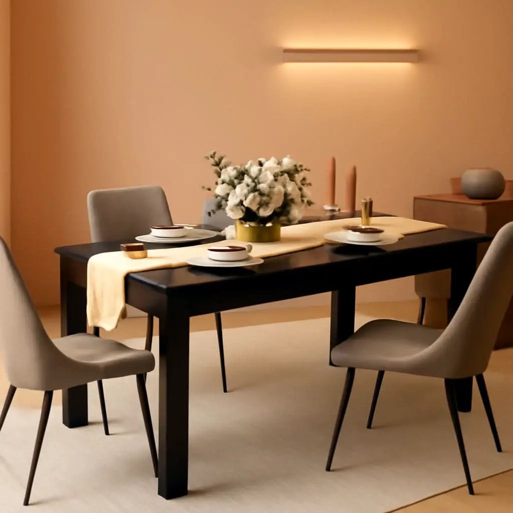 63 Inch Wood Dining Table For Four To Six People Black from PriceLows™