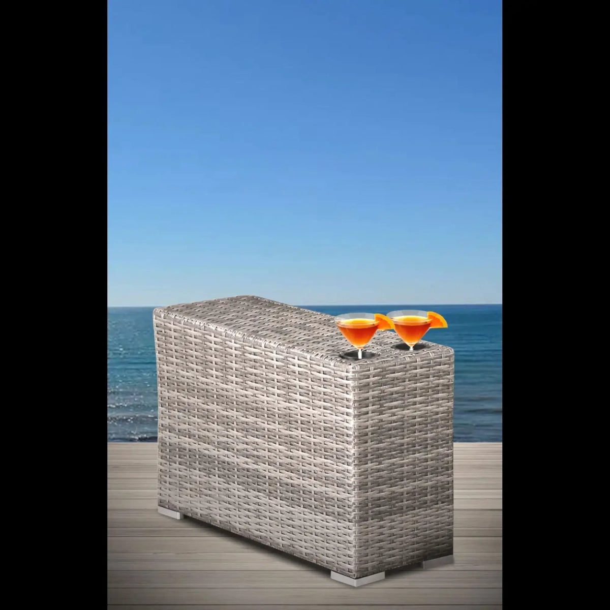 Outdoor Side Table | Slim Rectangular Frame | Powder Coated Finish | Porch And Patio Use