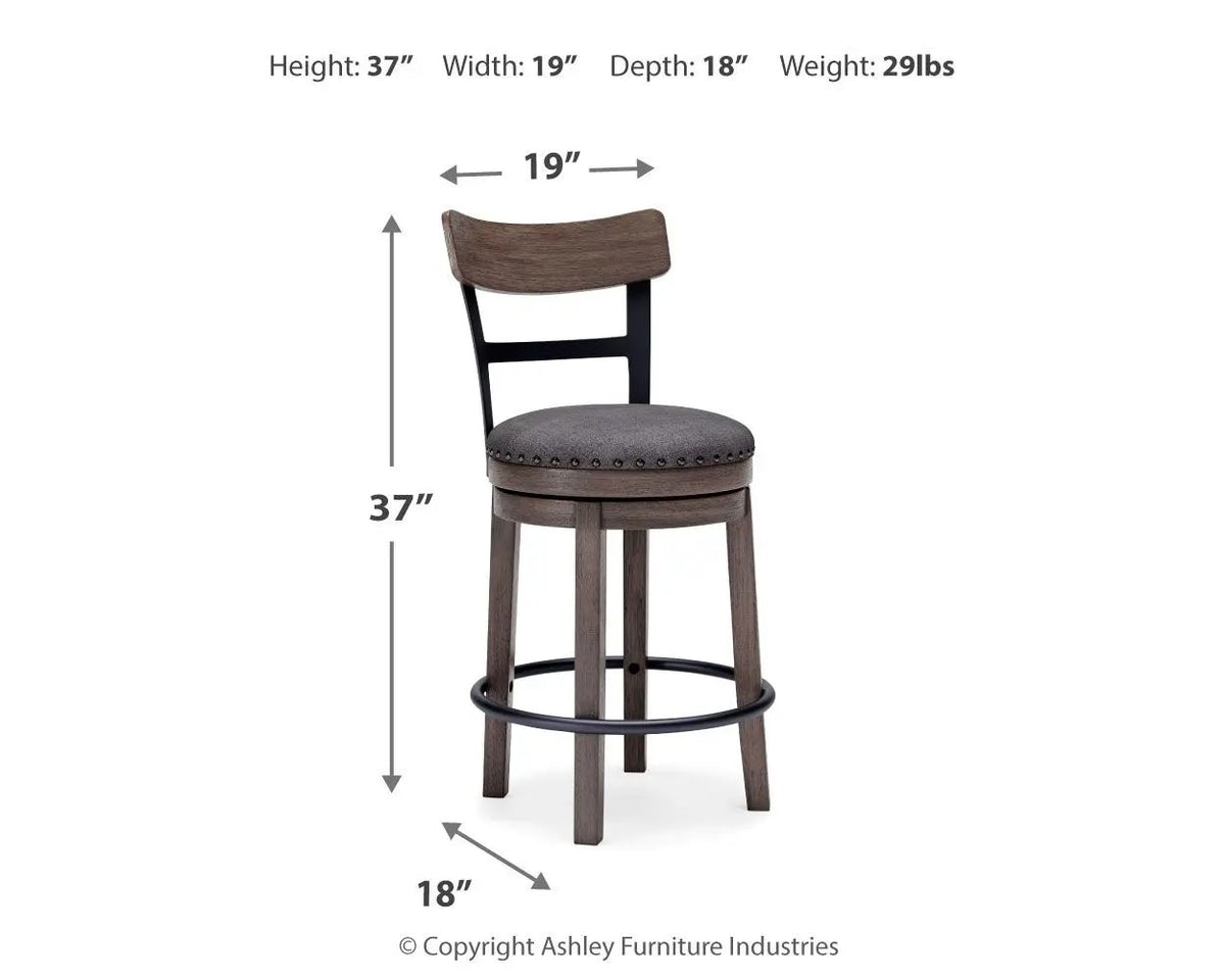 Caitbrook Swivel Barstool | Gray | 16.38 Inch Seat Width | 7 Inch Footrest Height