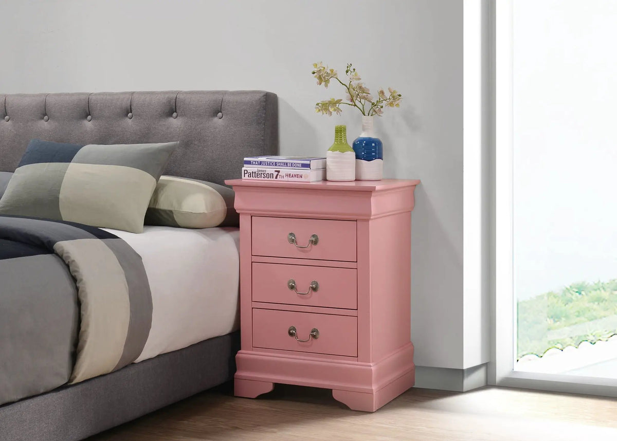 Louis Phillipe Nightstand | Traditional Wood Design | English Dovetailed Drawers | Metal Center Guides