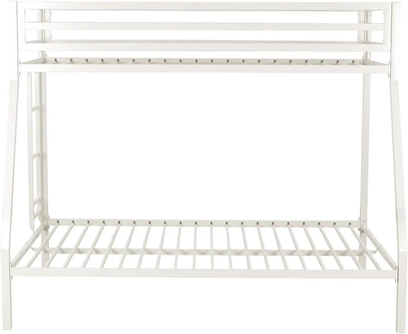 Metal Loft Bunk Bed Twin Over Full Size With Guardrail And Ladder Cream White from PriceLows™