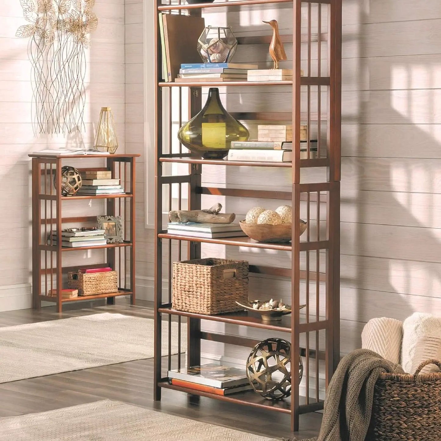 3 Shelf Stackable 27.5 Inch Wide Chestnut Fold Bookcase from PriceLows™