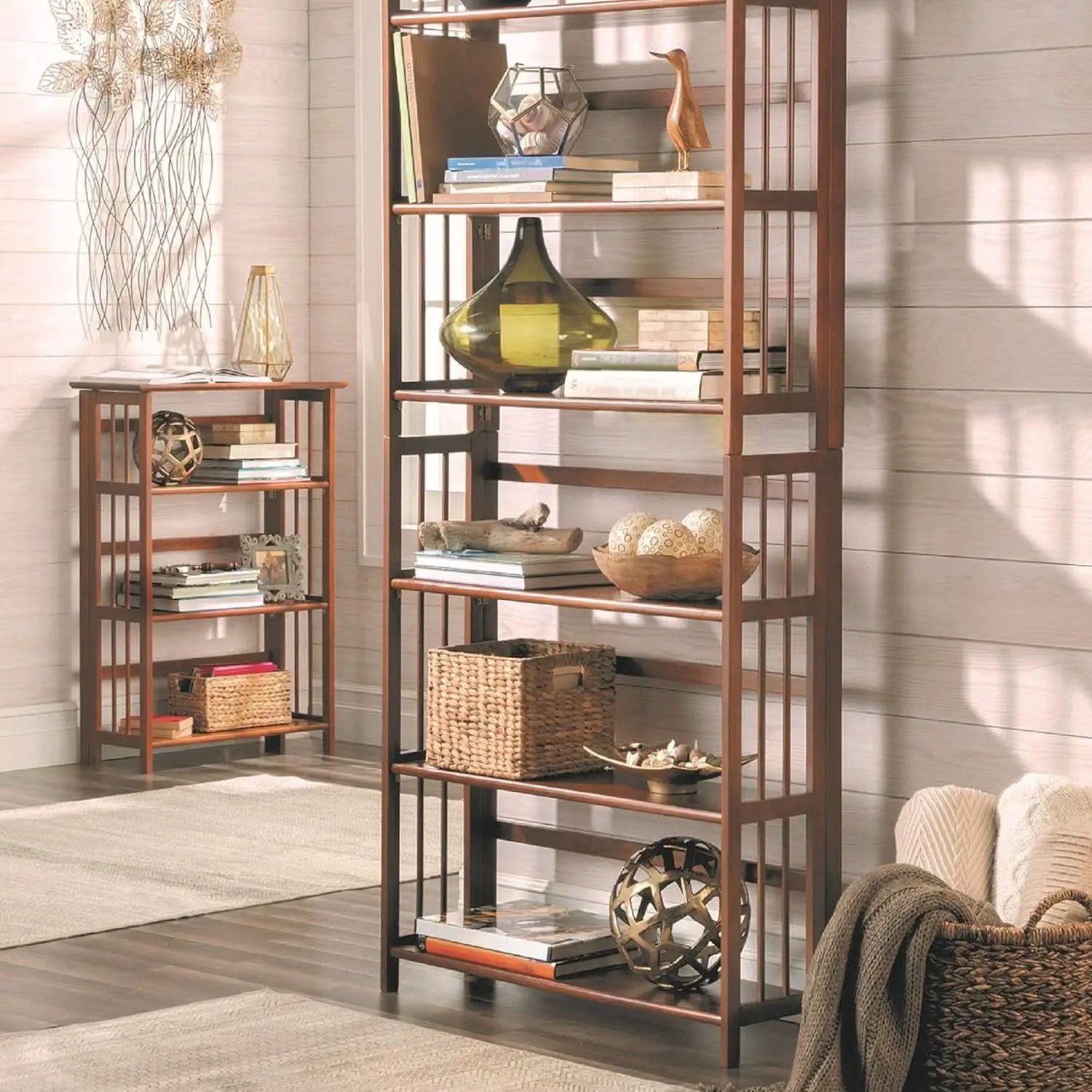 3 Shelf Stackable 27.5 Inch Wide Chestnut Fold Bookcase from PriceLows™