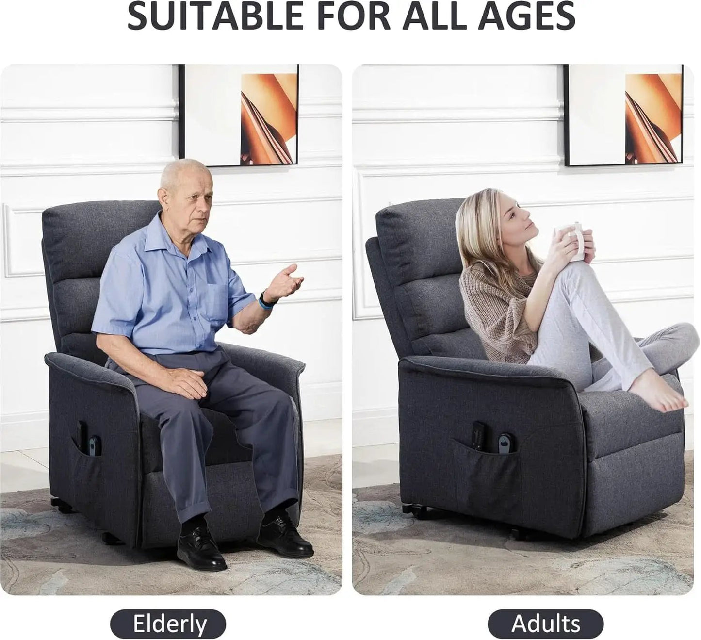 Power Lift Recliner Chair Gray With Remote Control from PriceLows™