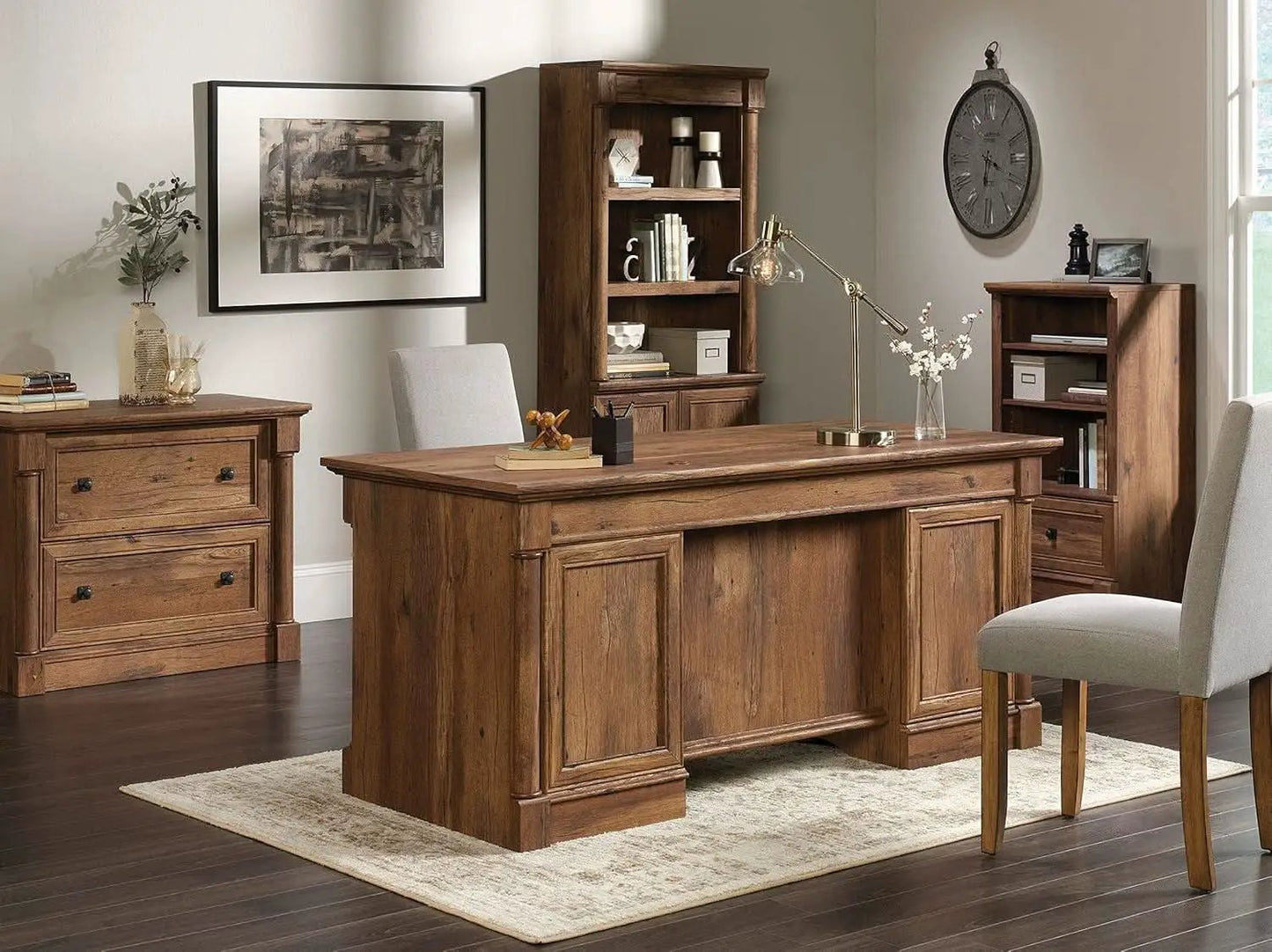 Palladia Executive Desk 65 Inch Vintage Oak Surface from PriceLows™