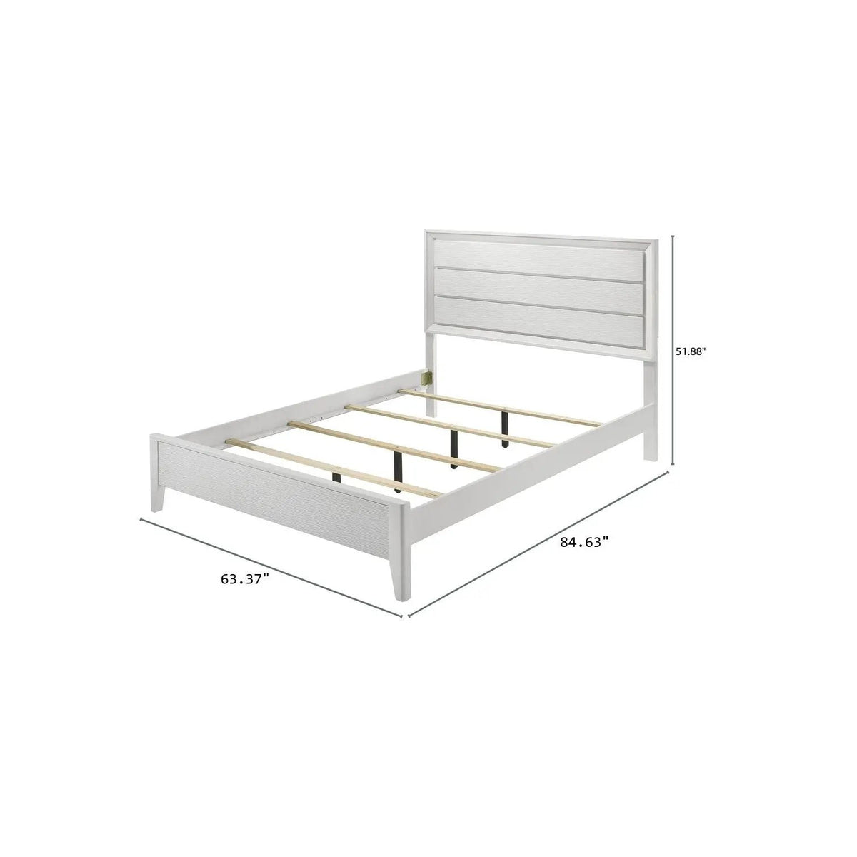 Modern Bed Frame | Wave Texture Headboard | Angled Legs | Solid Wood Construction