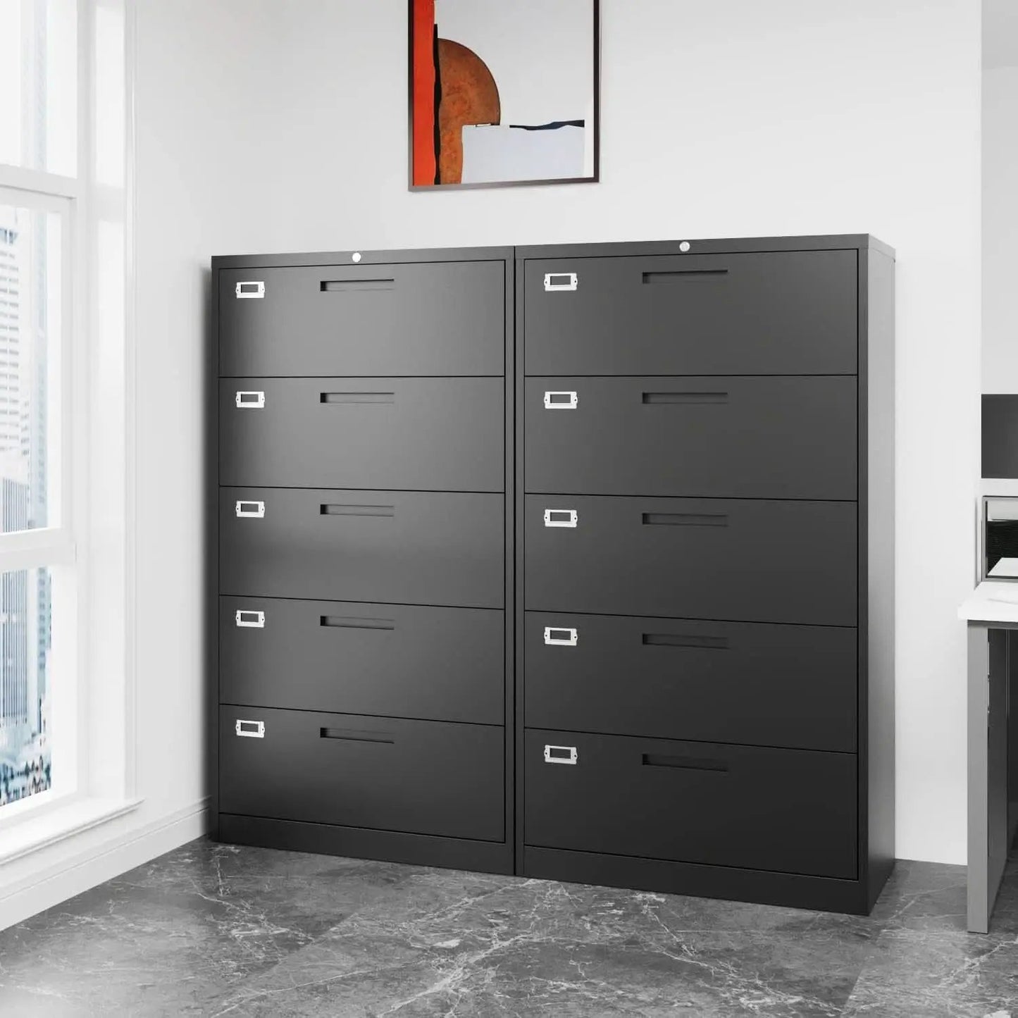 5 Drawer Lateral File Cabinet Lockable Metal Office Storage from PriceLows™