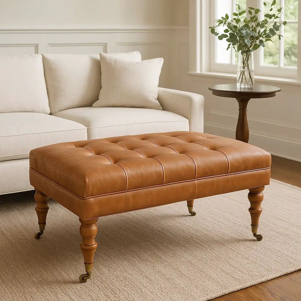 Buffalo Ottoman With Castor Legs | 7 Pieces | Mango Wood | Living Room