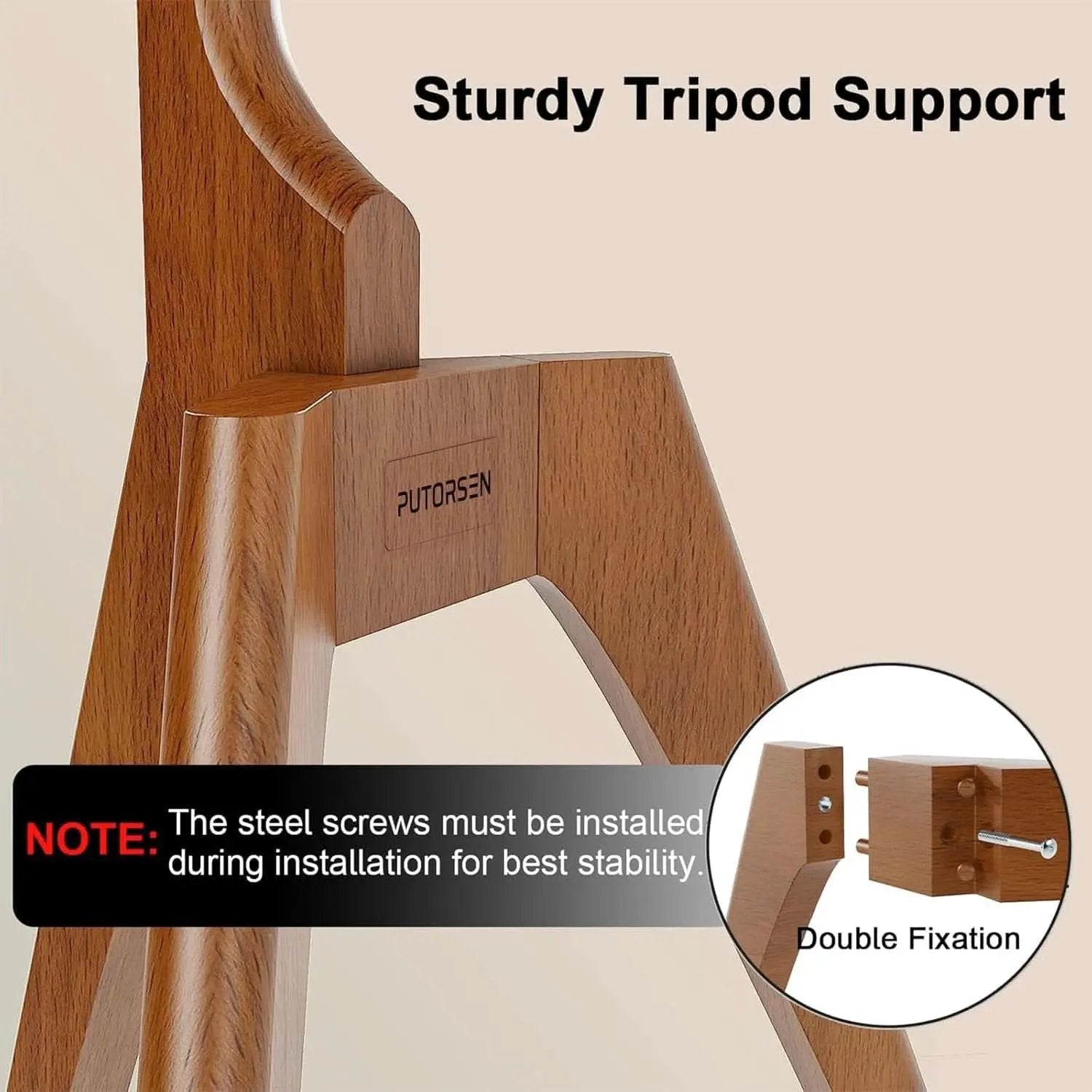 Wood Easel TV Stand For 45 To 65 Inch TVs Walnut Floor from PriceLows™