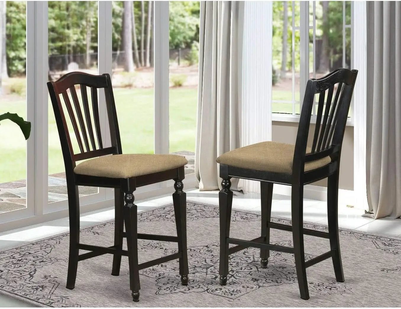 Chelsea Counter Dining Chairs Set Of 2 Black Faux Leather from PriceLows™