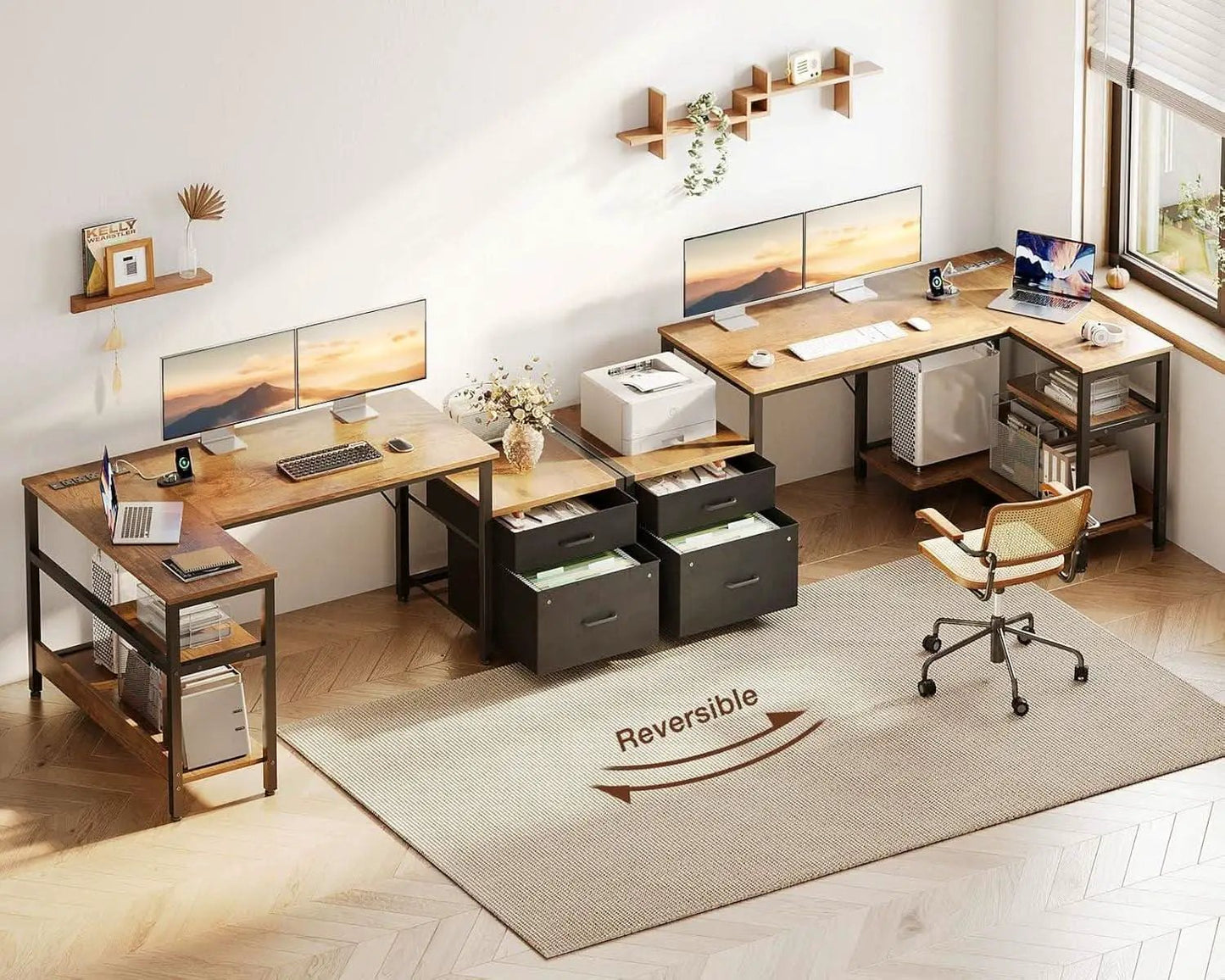 L Shaped Desk With Drawers Industrial Grade Cabinet from PriceLows™