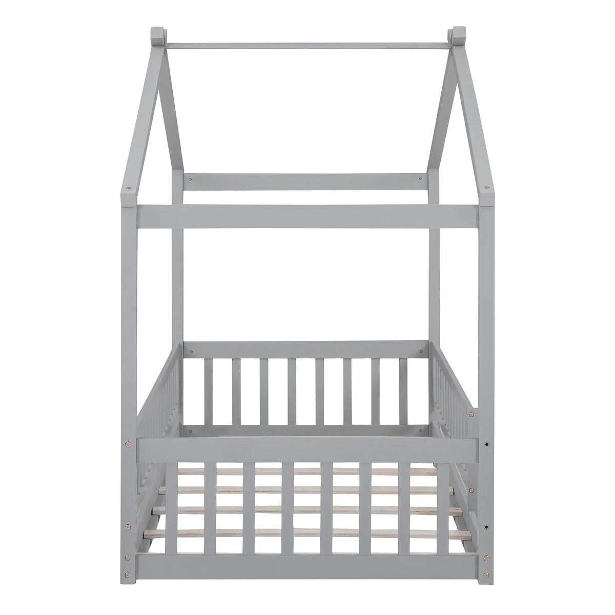 Kids Bed Frame | Playhouse Design | Roof And Fence | Toddler Size